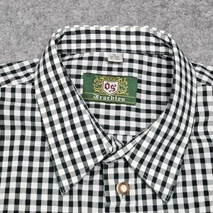 VTG OS Trachten Shirt Mens XXL Green Gingham Plaid Button Up